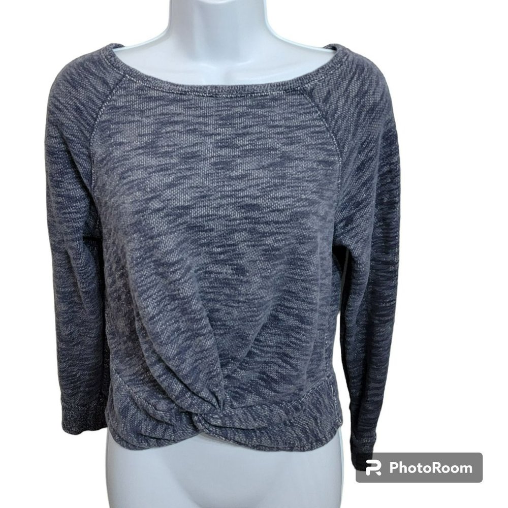 J. Crew Sweater, Woman XXS, Blueish Gray, Front Knot, Cropped, Cotton, EUC